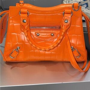 Balenciaga Orange Crossbody Bag with Edgy Hardware
